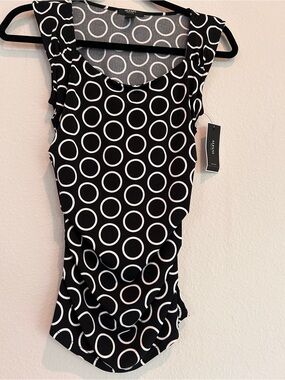 Alfani Petite Black and White Circle-Print Top
